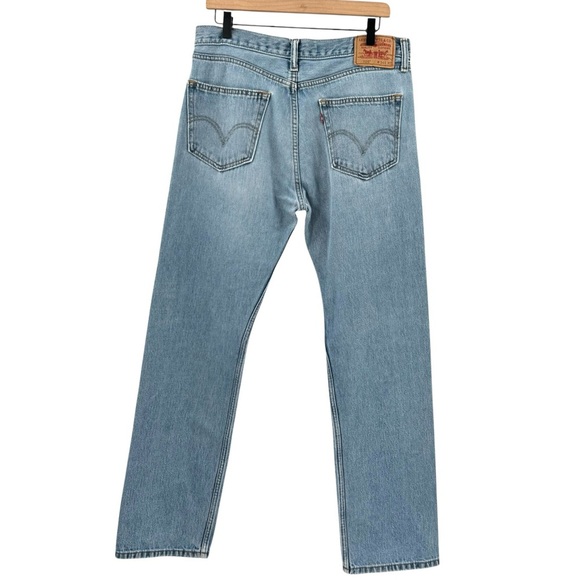Levi's 505 Straight Leg Jeans Medium Wash Blue Broken In 100% Cotton | 34x32 10 - Picture 6 of 13